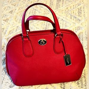 Coach Pink Leather Handbag Satchel Gold Hardware